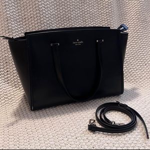 Kate Spade New Geraldine Leather Satchel Crossbody Bag Black